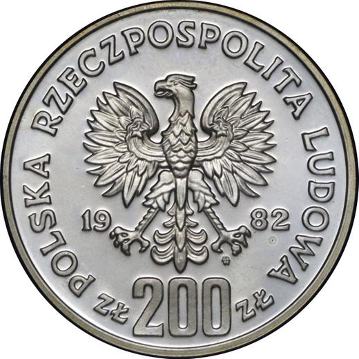 Obverse 200 Zlotych 1982 MW JMN "XII World Cup FIFA - Spain 1982" Silver - Silver Coin Value - Poland, Peoples Republic