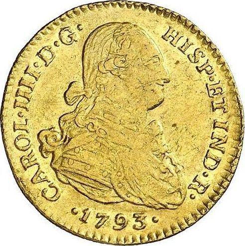Awers monety - 2 escudo 1793 NR JJ - cena złotej monety - Kolumbia, Karol IV