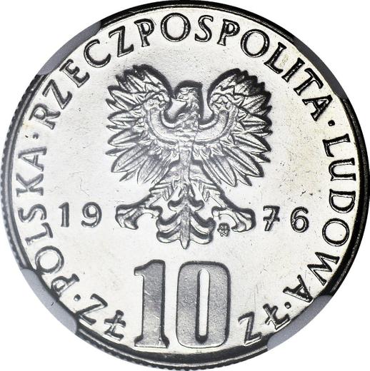 Anverso 10 eslotis 1976 MW "Centenario de la muerte de Bolesław Prus" - valor de la moneda  - Polonia, República Popular