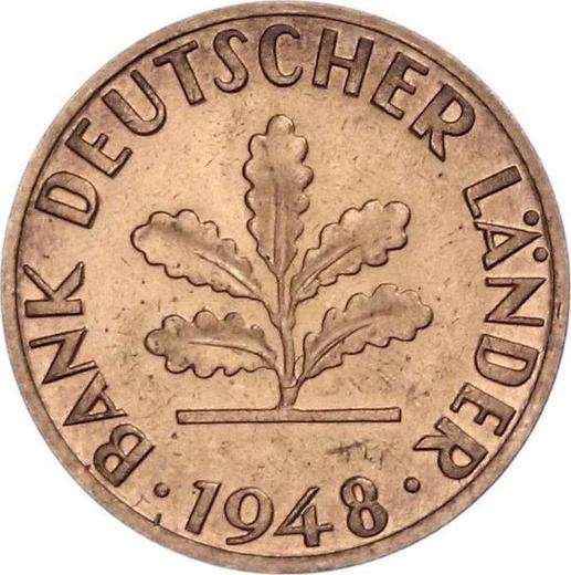 Реверс монеты - 1 пфенниг 1948 года D "Bank deutscher Länder" - цена  монеты - Германия, ФРГ