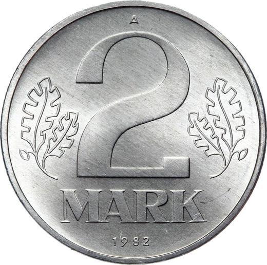 Anverso 2 marcos 1982 A - valor de la moneda  - Alemania, República Democrática Alemana (RDA)