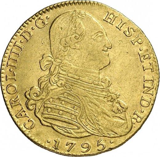 Аверс монеты - 4 эскудо 1795 года NR JJ - цена золотой монеты - Колумбия, Карл IV