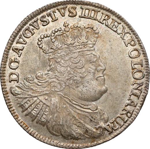 Аверс монеты - Двузлотовка (8 грошей) 1753 года ""8 GR"" - цена серебряной монеты - Польша, Август III