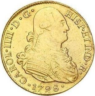 Awers monety - 4 escudo 1798 IJ - cena złotej monety - Peru, Karol IV