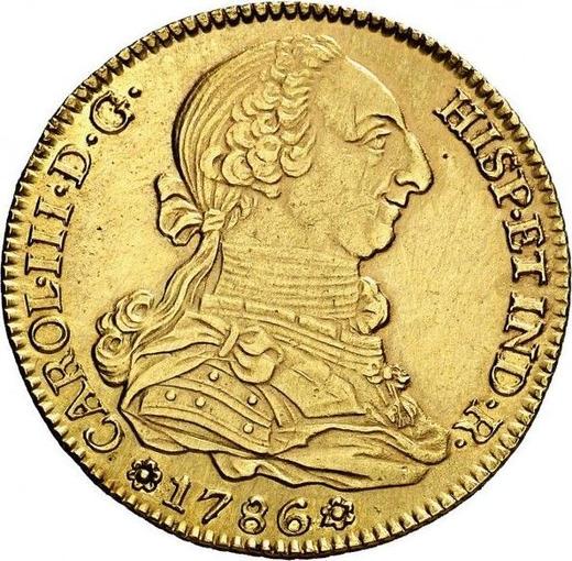 Аверс монеты - 4 эскудо 1786 года S C - цена золотой монеты - Испания, Карл III