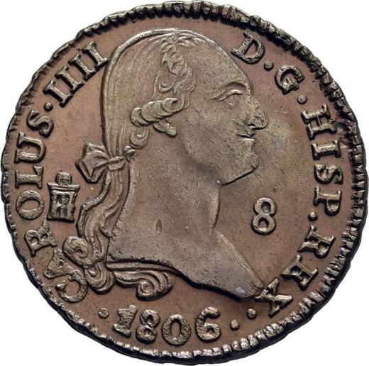 Аверс монеты - 8 мараведи 1806 года - цена  монеты - Испания, Карл IV