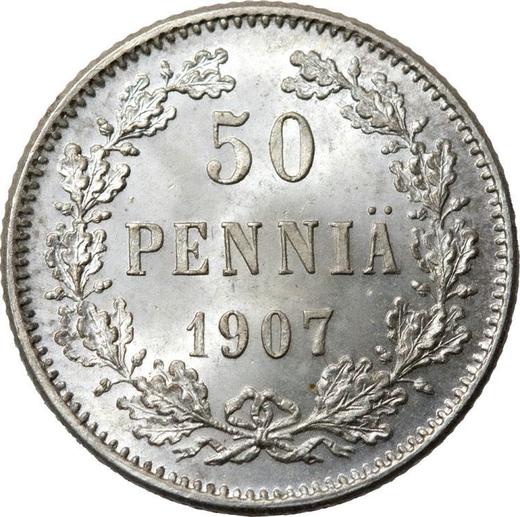Реверс монеты - 50 пенни 1907 года L - цена серебряной монеты - Финляндия, Великое княжество