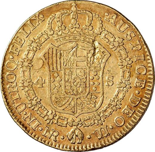 Реверс монеты - 4 эскудо 1777 года NR JJ - цена золотой монеты - Колумбия, Карл III