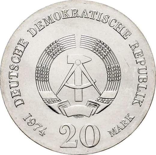 Rewers monety - 20 marek 1974 "Immanuel Kant" - cena srebrnej monety - Niemcy, NRD