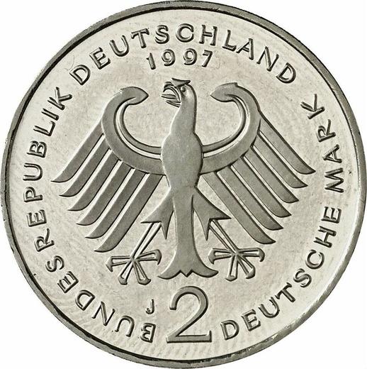 Reverso 2 marcos 1997 J "Willy Brandt" - valor de la moneda  - Alemania, RFA