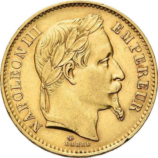Anverso 20 francos 1868 A "Tipo 1861-1870" París - valor de la moneda de oro - Francia, Napoleón III Bonaparte