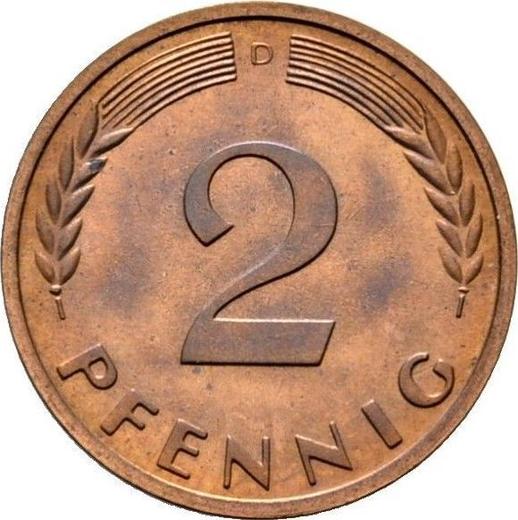 Аверс монеты - 2 пфеннига 1961 года D - цена  монеты - Германия, ФРГ