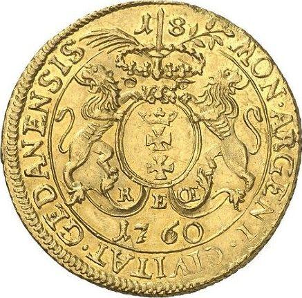 Reverso Ort (18 groszy) 1760 REOE "de Gdansk" - valor de la moneda de oro - Polonia, Augusto III