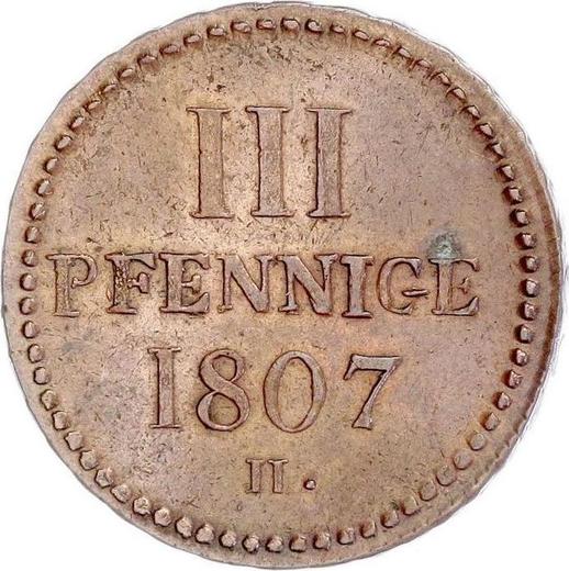 Реверс монеты - 3 пфеннига 1807 года H - цена  монеты - Саксония-Альбертина, Фридрих Август I