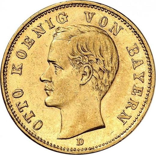 Аверс монеты - 20 марок 1895 года D "Бавария" - цена золотой монеты - Германия, Германская Империя