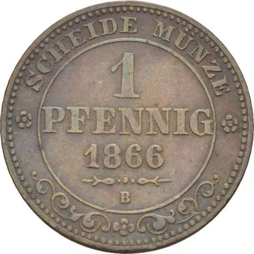 Reverse 1 Pfennig 1866 B -  Coin Value - Saxony-Albertine, John