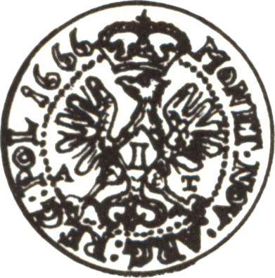 Реверс монеты - Пробный 1 грош 1666 года AT - цена серебряной монеты - Польша, Ян II Казимир