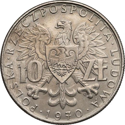 Аверс монеты - Пробные 10 злотых 1970 года MW "Мы были - Мы есть - Мы будем" Медно-никель Гурт рубчатый - цена  монеты - Польша, Народная Республика
