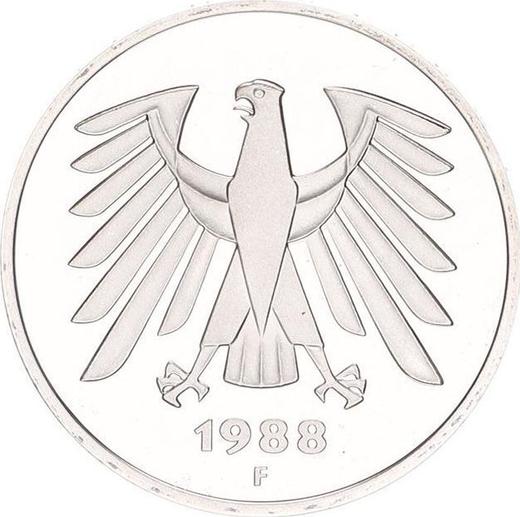 Reverso 5 marcos 1988 F - valor de la moneda  - Alemania, RFA