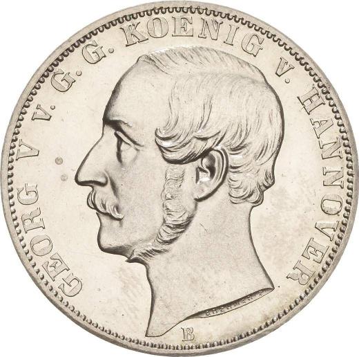 Аверс монеты - Талер 1866 года B - цена серебряной монеты - Ганновер, Георг V