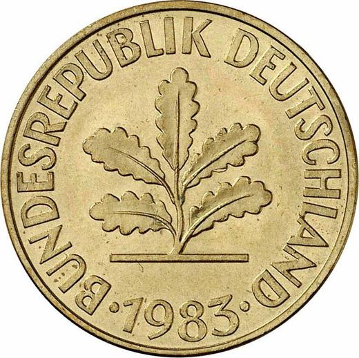 Реверс монеты - 10 пфеннигов 1983 года D - цена  монеты - Германия, ФРГ
