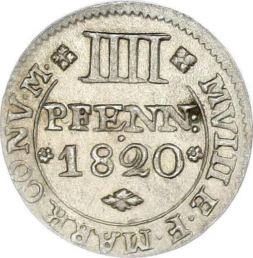 Rewers monety - 4 fenigi 1820 FR - cena srebrnej monety - Brunszwik-Wolfenbüttel, Karol II
