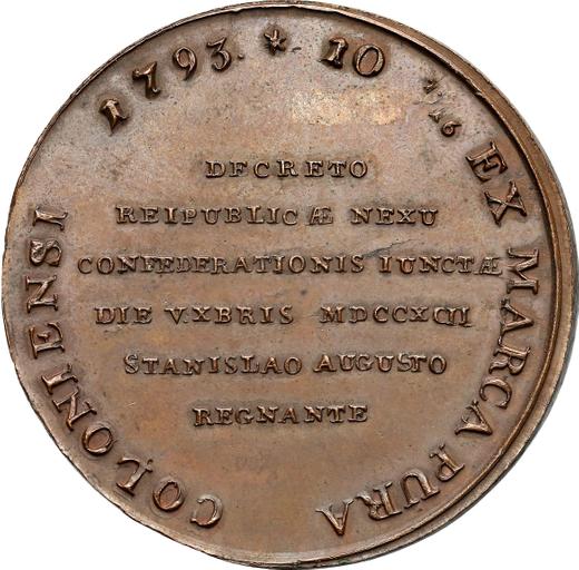 Reverso Tálero 1793 "de Targowica" Cobre - valor de la moneda  - Polonia, Estanislao II Poniatowski
