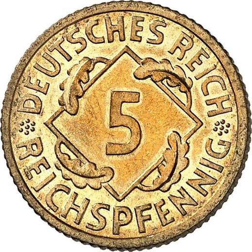 Anverso 5 Reichspfennigs 1936 G - valor de la moneda  - Alemania, República de Weimar