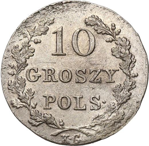 Reverso 10 groszy 1831 KG "Levantamiento de Noviembre" Pies de águila son dobladas - valor de la moneda de plata - Polonia, Zarato de Polonia