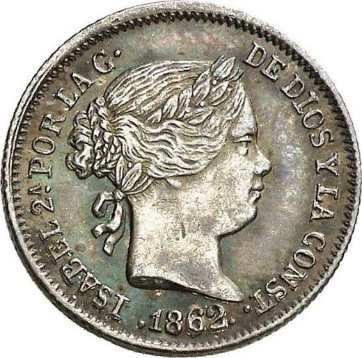 Аверс монеты - 1 реал 1862 года Семиконечные звёзды - цена серебряной монеты - Испания, Изабелла II