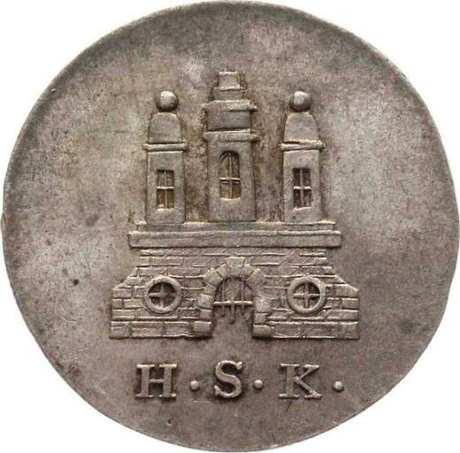 Аверс монеты - 1 шиллинг 1828 года H.S.K. - цена  монеты - Гамбург, Вольный город
