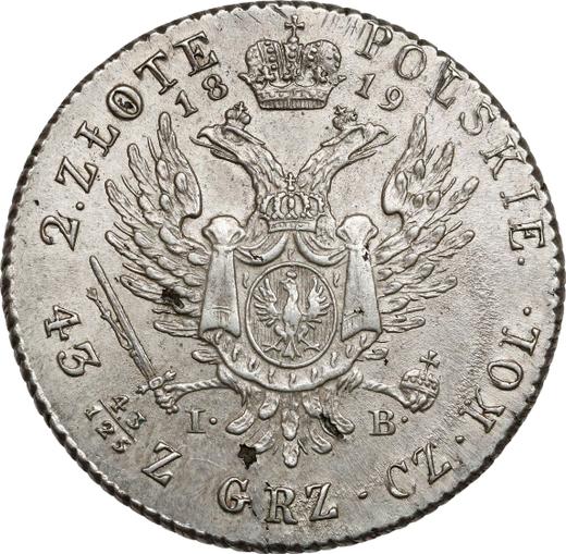 Reverso 2 eslotis 1819 IB "Cabeza grande" - valor de la moneda de plata - Polonia, Zarato de Polonia