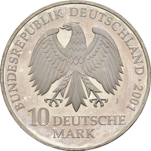 Reverso 10 marcos 2001 J "Monasterio de Santa Catarina" - valor de la moneda de plata - Alemania, RFA