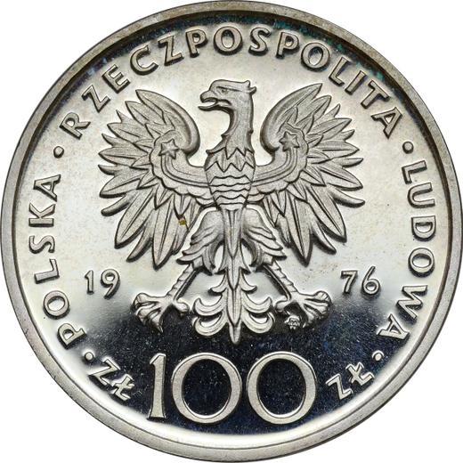 Аверс монеты - Пробные 100 злотых 1976 года MW SW "Казимир Пулавский" Серебро - цена серебряной монеты - Польша, Народная Республика