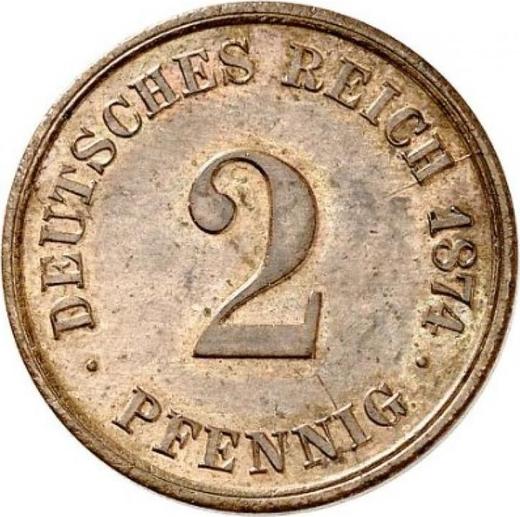 Аверс монеты - 2 пфеннига 1874 года F "Тип 1873-1877" - цена  монеты - Германия, Германская Империя