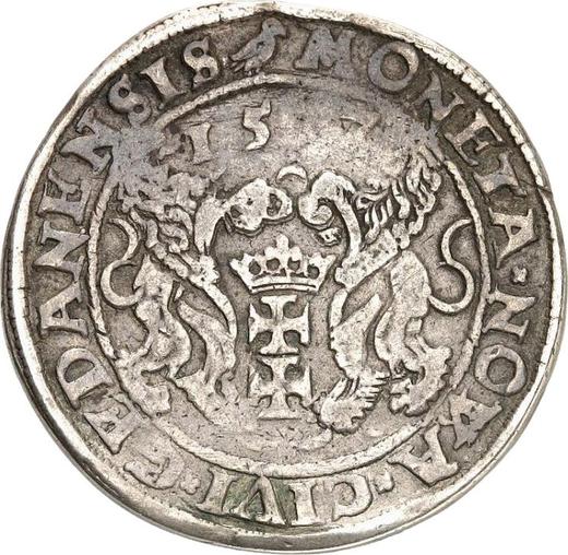 Реверс монеты - Полталера 1577 года "Осада Гданьска" - цена серебряной монеты - Польша, Стефан Баторий