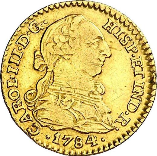 Аверс монеты - 1 эскудо 1784 года S V - цена золотой монеты - Испания, Карл III