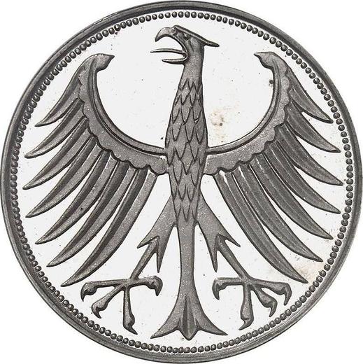 Реверс монеты - 5 марок 1957 года G - цена серебряной монеты - Германия, ФРГ