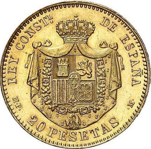 Reverso 20 pesetas 1887 MPM - valor de la moneda de oro - España, Alfonso XIII