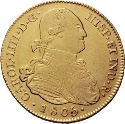 Аверс монеты - 4 эскудо 1805 года PTS PJ - цена золотой монеты - Боливия, Карл IV