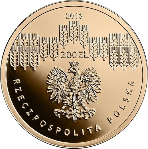 Anverso 200 eslotis 2016 MW "Bicentenario de la Universidad de Ciencias Naturales de Varsovia" - valor de la moneda de oro - Polonia, República moderna