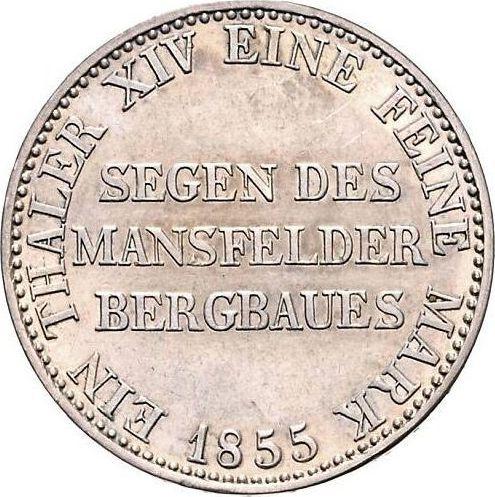 Reverso Tálero 1855 A "Minero" - valor de la moneda de plata - Prusia, Federico Guillermo IV