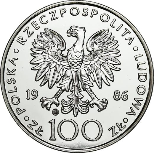 Аверс монеты - 100 злотых 1986 года CHI "Иоанн Павел II" - цена серебряной монеты - Польша, Народная Республика