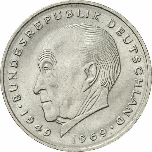 Аверс монеты - 2 марки 1974 года F "Аденауэр" - цена  монеты - Германия, ФРГ