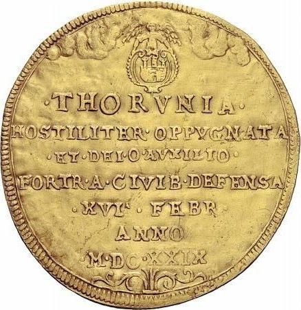 Реверс монеты - 4 дуката 1629 года "Осада Торуня" - цена золотой монеты - Польша, Сигизмунд III Ваза