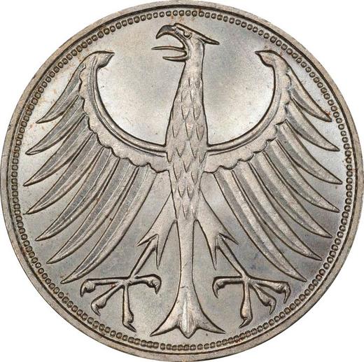 Rewers monety - 5 marek 1963 J - cena srebrnej monety - Niemcy, RFN