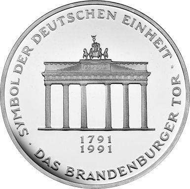 Obverse 10 Mark 1991 A "Brandenburg Gate" - Silver Coin Value - Germany, FRG