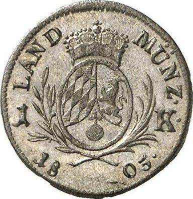 Реверс монеты - 1 крейцер 1805 года - цена серебряной монеты - Бавария, Максимилиан I