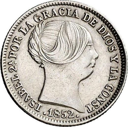Аверс монеты - 1 реал 1852 года "Тип 1852-1855" Шестиконечные звёзды - цена серебряной монеты - Испания, Изабелла II
