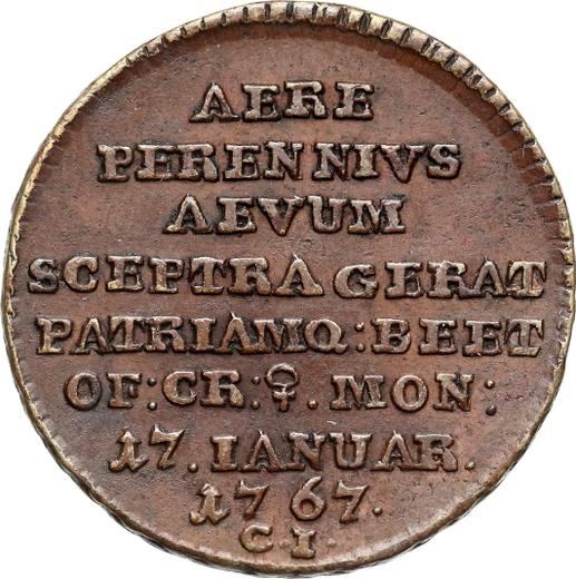 Reverso Trojak (3 groszy) 1767 CI "17 IANUAR" Cobre - valor de la moneda  - Polonia, Estanislao II Poniatowski